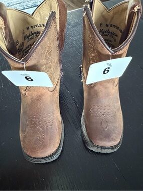 Masters Tan Brown Leather Cowboy Boots with Zipper - Men